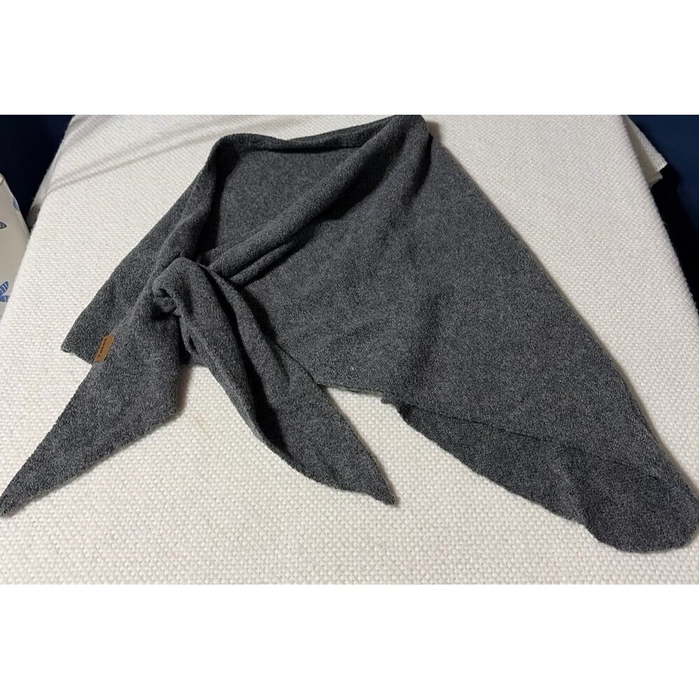 Yakee Charcoal Grey Knit Triangle Scarf Wrap Shawl